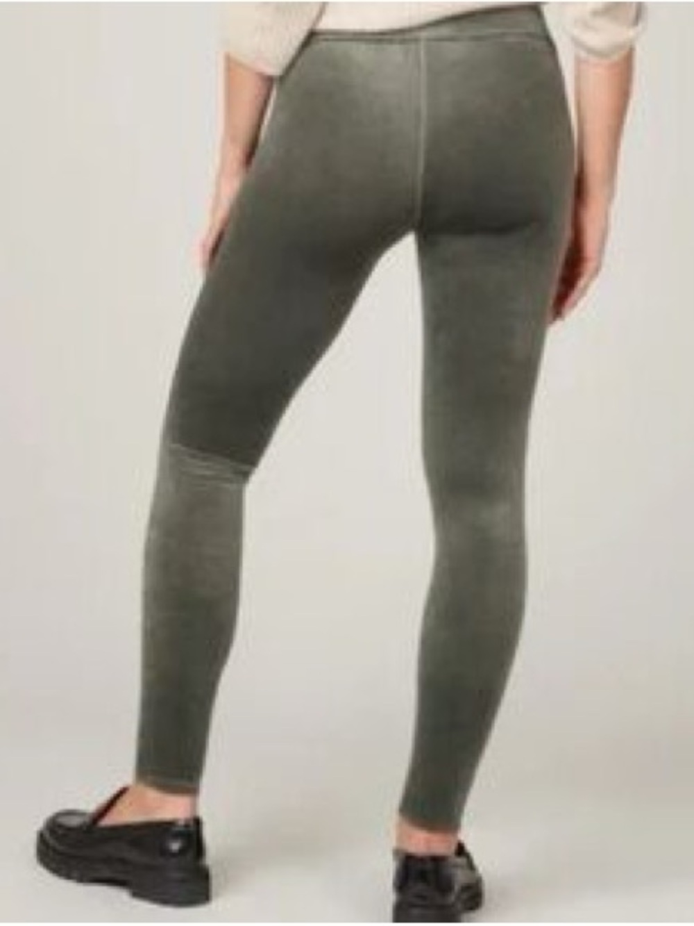SPANX Green Velour Leggings Size XL - Picture 3 of 7